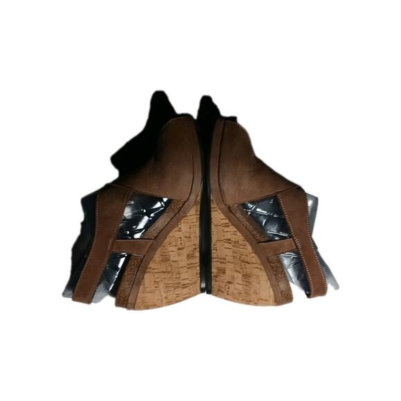 FRAU Platform Wedge Criss Cross Sandals Heels Womens Size 7.5 US 39 Tan Leather - Picture 5 of 11